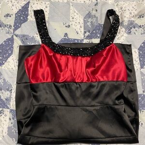 Red and Black Satin Dress